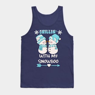 Cute Snowpeople Chillin' With My Snowboo Snowman Winter Tank Top